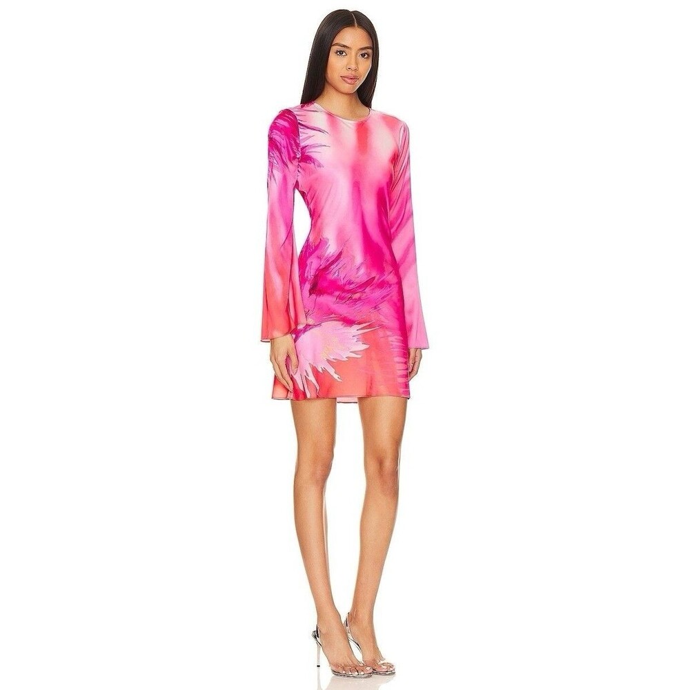 Hemant & Nandita Abira Mini Floral Satin Dress Pink Womens Medium Y2K Psychedeli